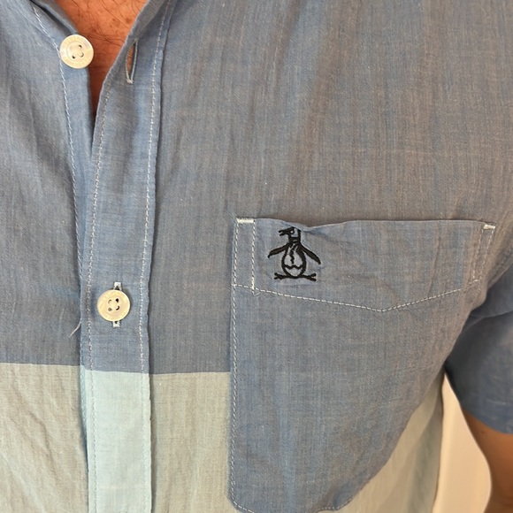 Penguin color block short sleeve button down mens - Picture 3 of 3
